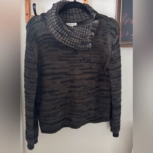 Calvin Klein Jeans Brown Marled Button-Cowl Knit Sweater
